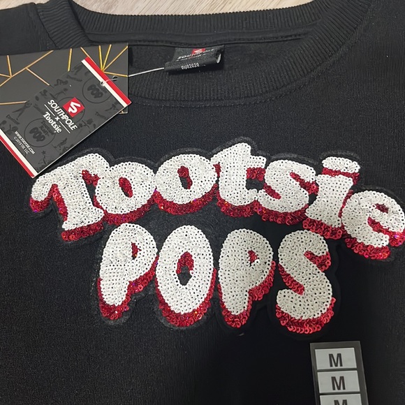 NWT Southpole Medium Tootsie Pops Black Red White Sequin Sweatshirt - Picture 4 of 5